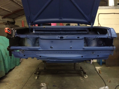 Mercedes 350SL restoration project rear valance panel welding repair