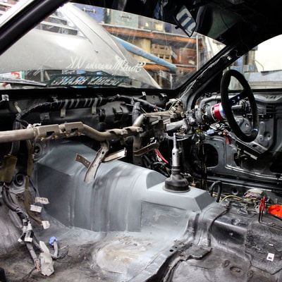 Nissan 200SX S15 custom fabricated gearbox tunnel